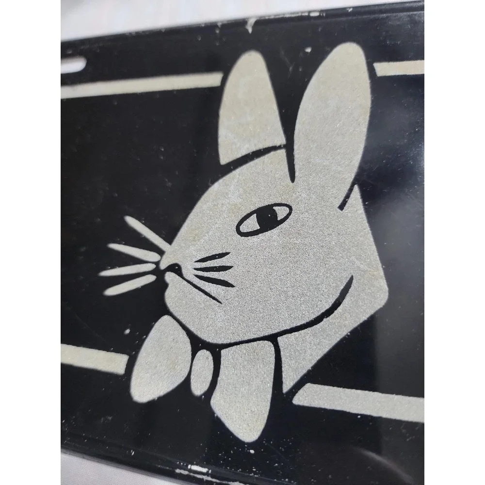 Vintage Playboy Bunny  Embossed Novelty License Plate Bow tie Bunny Used